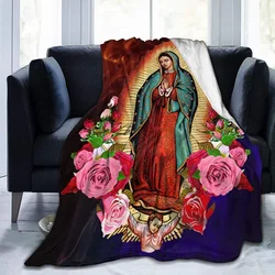 Our Lady of Guadalupe Virgin Mary Throw Blanket Ultra-Soft Micro Fleece Blanket Movies Blanket for Bed Couch Living Room 80x60in