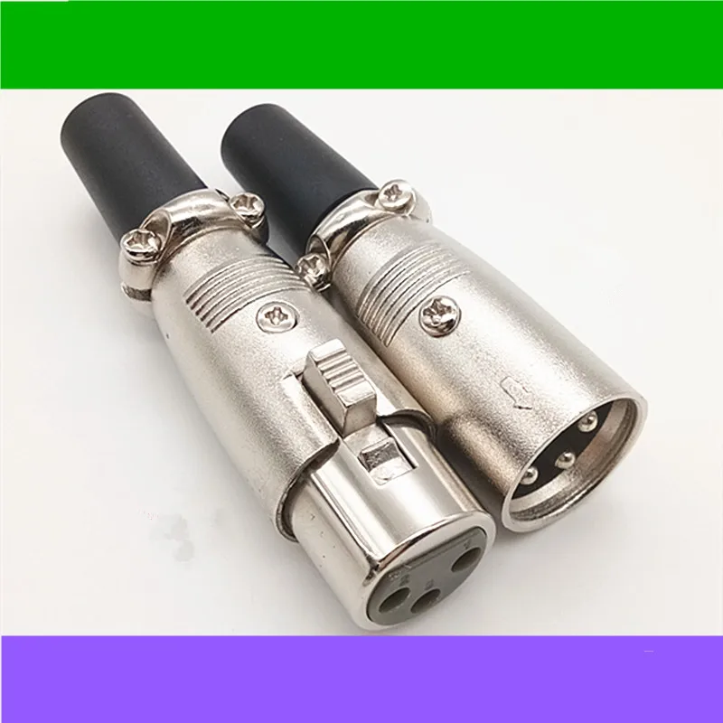 Plugue de microfone XLR cabeça, J3P Canon cabeça, J3P, três núcleos balanceados, 3 núcleos, cabeça masculina e feminina, 1 par