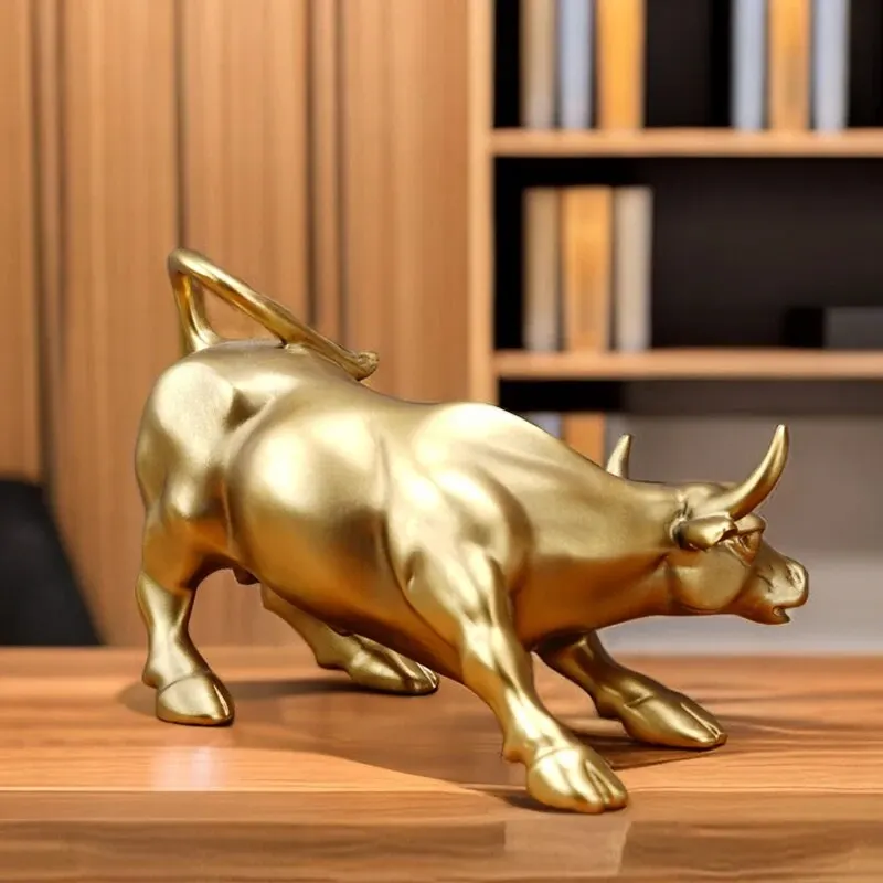 Bull Market Resin Ornaments Feng Shui Fortune Statue Wealth Figurines For Office Interior Desktop Decor