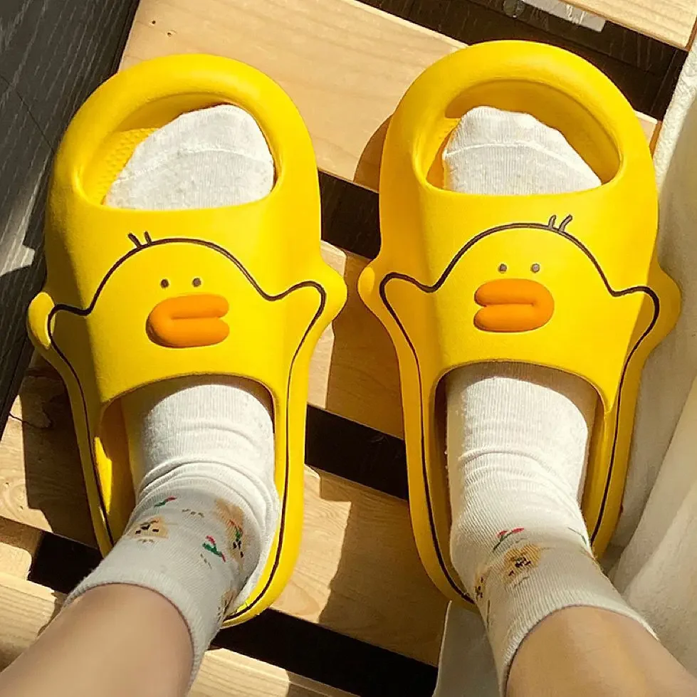 New Summer Women's Slippers Cute Student Dormitory Indoor Outer Wear Non-Slip Thick Base Step-In Sandals Home Use Cotton Slipper