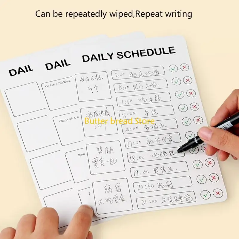 W89C Chores Chart Daily Checklist Board Routine Chart with 3 Chore Cards and 1 Double Ended Marker