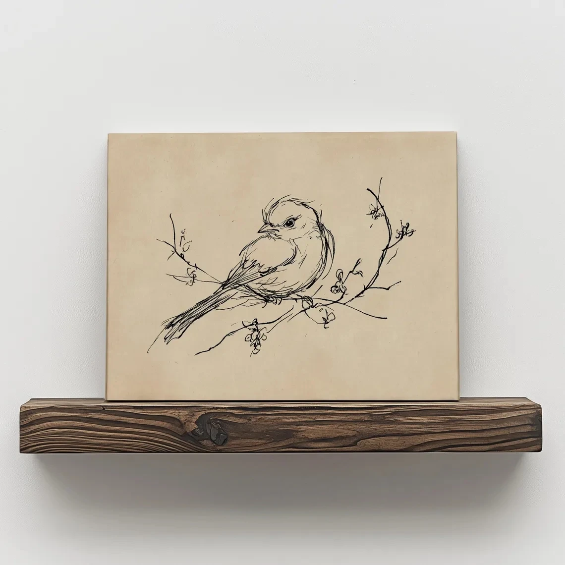 1pc frameless Canvas Painting Vintage Bird Sketch Canvas Print Minimalist Spring Printable Wall Art Nature Line Drawing Poster R