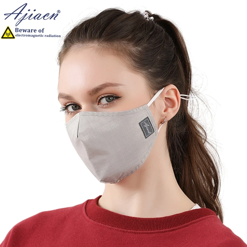 Mascarilla de tela de fibra de plata 50% antirradiación, antihumo, antibacterias, protección contra radiación electromagnética