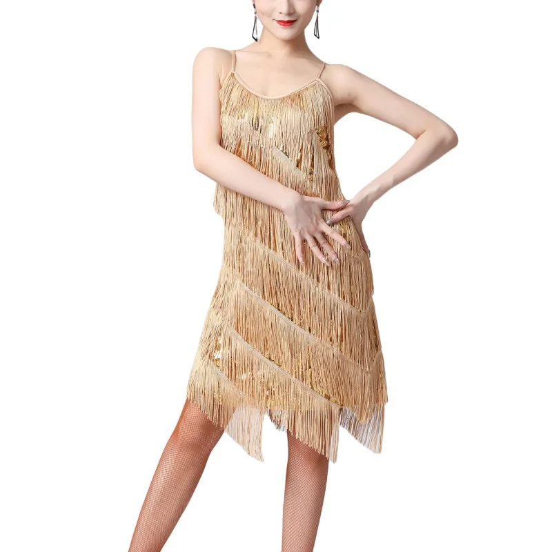 Women\'s Sexy Sequins Latin Dance Dress 1920s Gatsby Cocktail Ballroom Salsa Tango Cha Cha Rumba Samba Dancewear