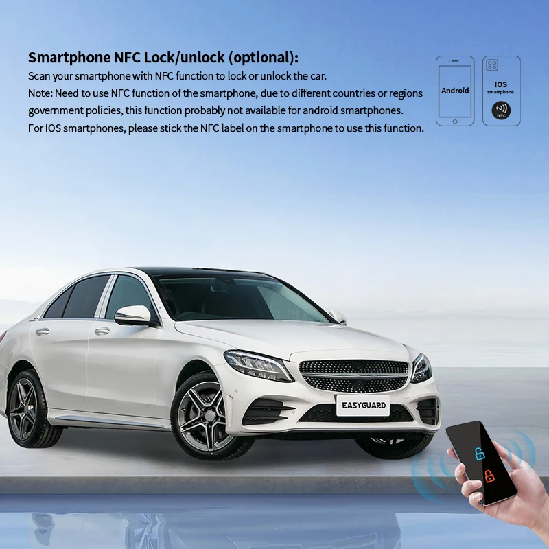 EASYGUARD CANBUS KeylessEntry Remote Starter With Optional APP control Fit for Mecedes Benz GLC X253, W205, W213 Start Button