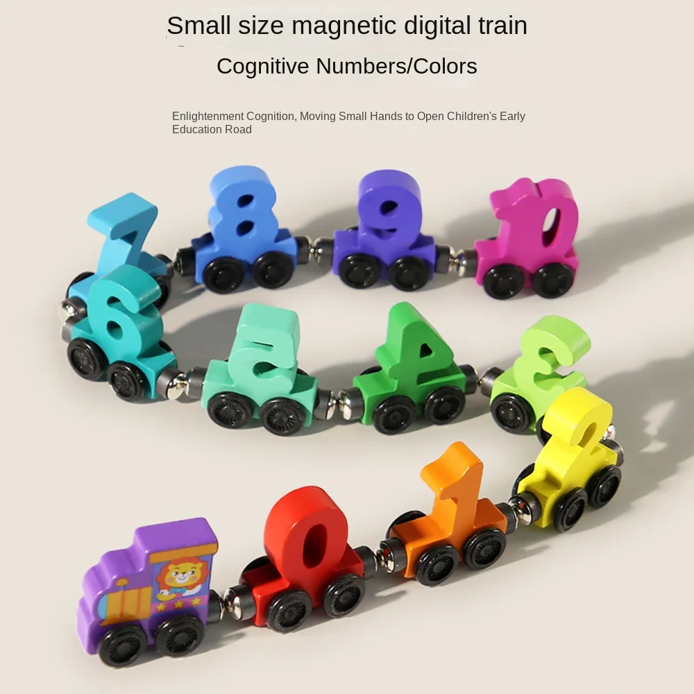 Number /Animal/Fruits/Dinosaur Magnetic Wooden Train Toys Educational Hand-eye Coordination Magnetic Digital Train