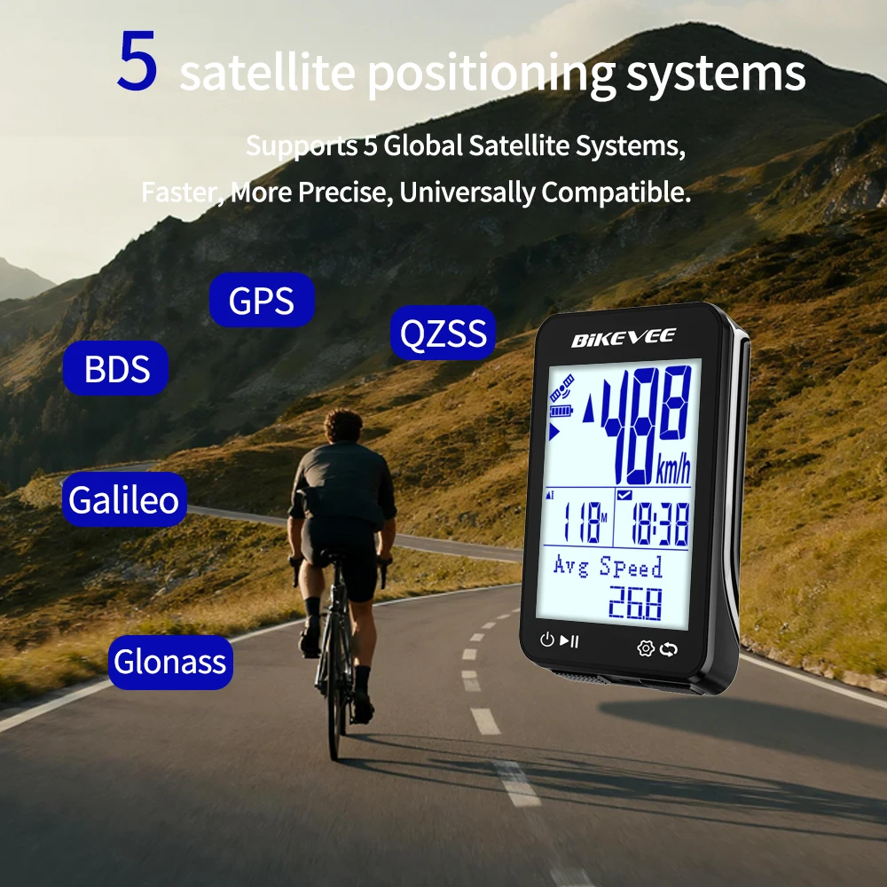 

Беспроводной GPS-велокомпьютер, водонепроницаемый, многофункциональный, велосипедный спидометр, одометр, таймер скорости для езды на открытом воздухе с единицами измерения MPH и KM/H