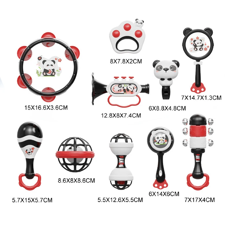 Baby Musical Instruments Set Montessori Handbell Sand Hammer Orff Ringing Instrument Infant Early Visual Stimulation Sensory Toy