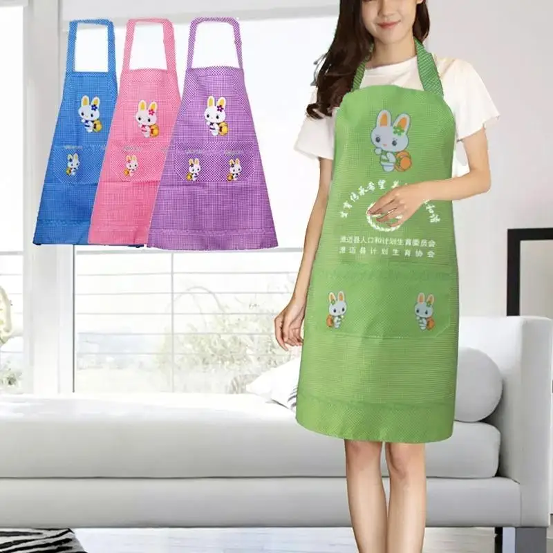 Cute Little Rabbit Print Apron With Waterproof Fabric And Front Pocket Perfect For Home Kitchen Cooking Baking