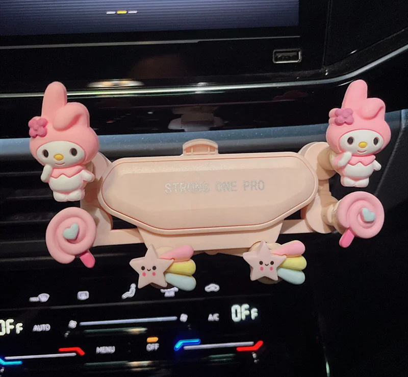 Sanrio Creative Cartoon Mymelody Cinnamoroll Car Air Outlet Mobile Phone Holder Special Car Navigation Mobile Phone Holder