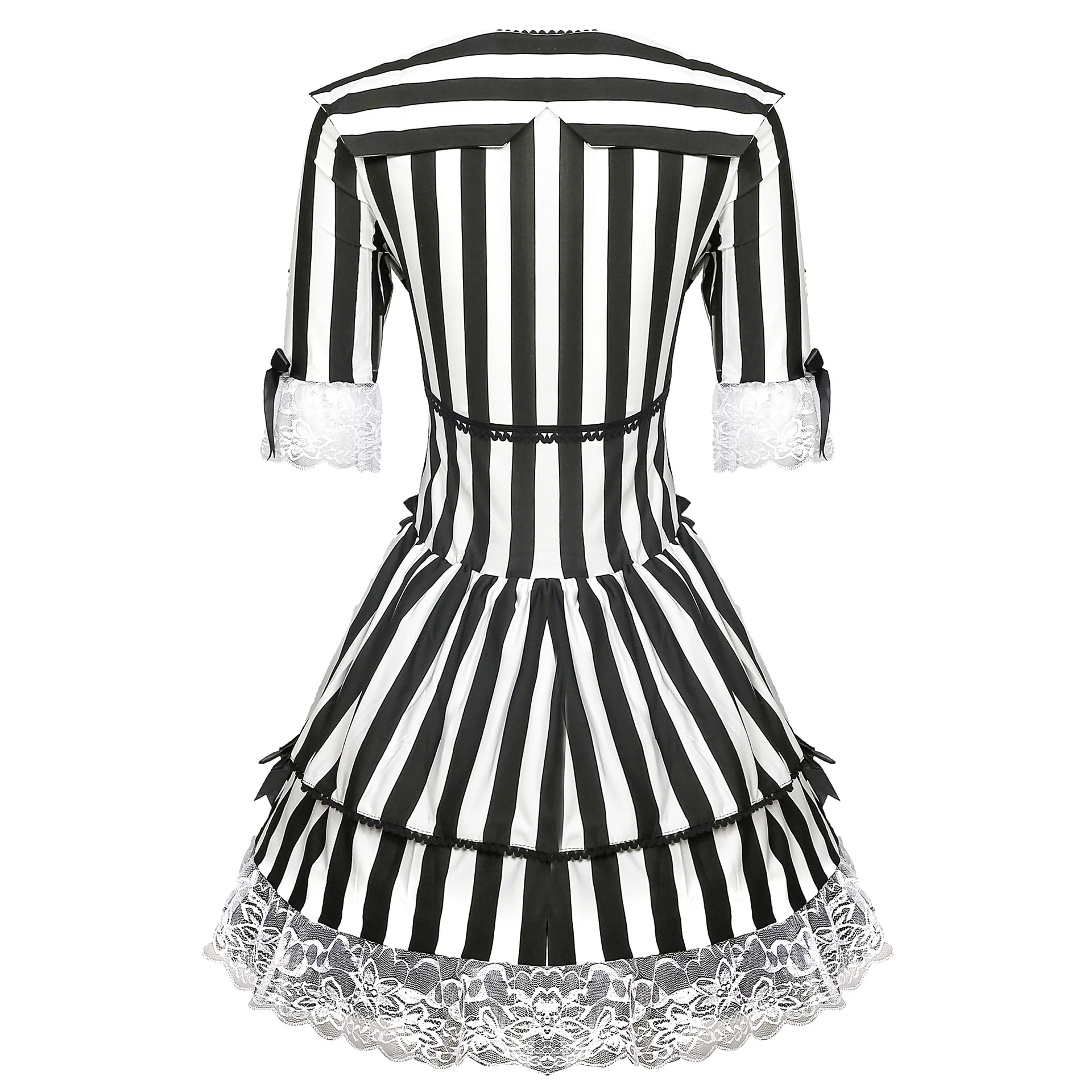 Женский костюм призрака невесты для косплея на Хэллоуин, черное полосатое платье демона-вампира с чулками для праздничной одежды