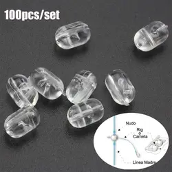 100pcs High Quality Transparent Plastic Stoppers Floats Balls Fishing Cross Beads Double Pearl  Drill