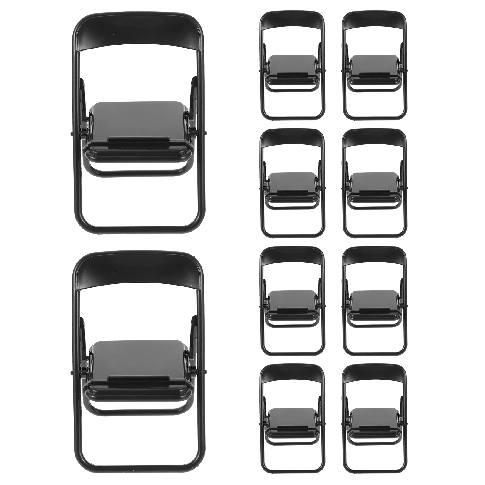 10 Pcs Mini Chair-shaped Mobile Phone Holder Dollhouse Folding 10pcs (black) Cellphone Stand Desktop Abs Tiny Prop Office