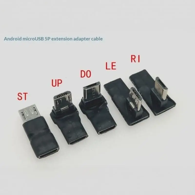 90 Degree Micro USB Male to Female Adapter 5 Core Right Angle Connector Wide Compatibility for Most Old Model Android Devices