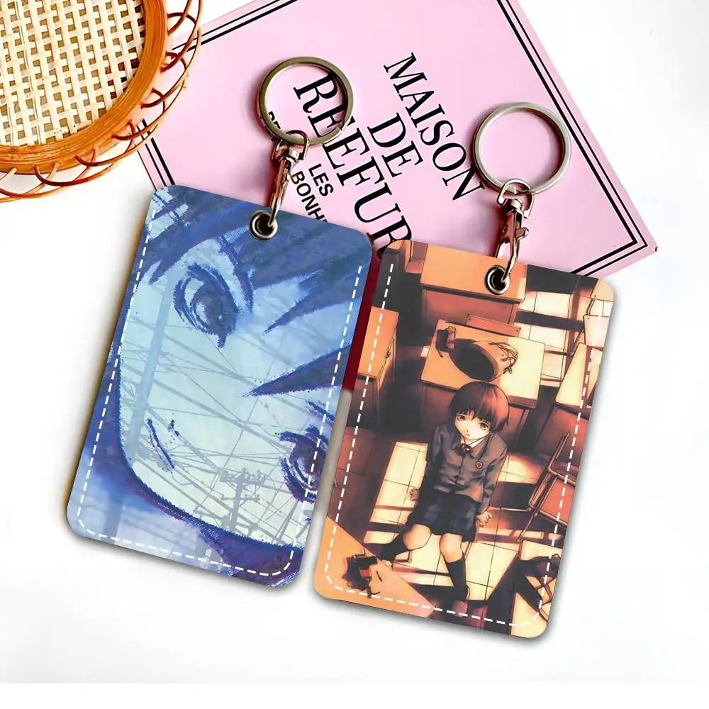 Anime Art Serial Experiments Lain Access Card Case Holder Keychain Key Ring Door Access Tags ID Card Case Keychain