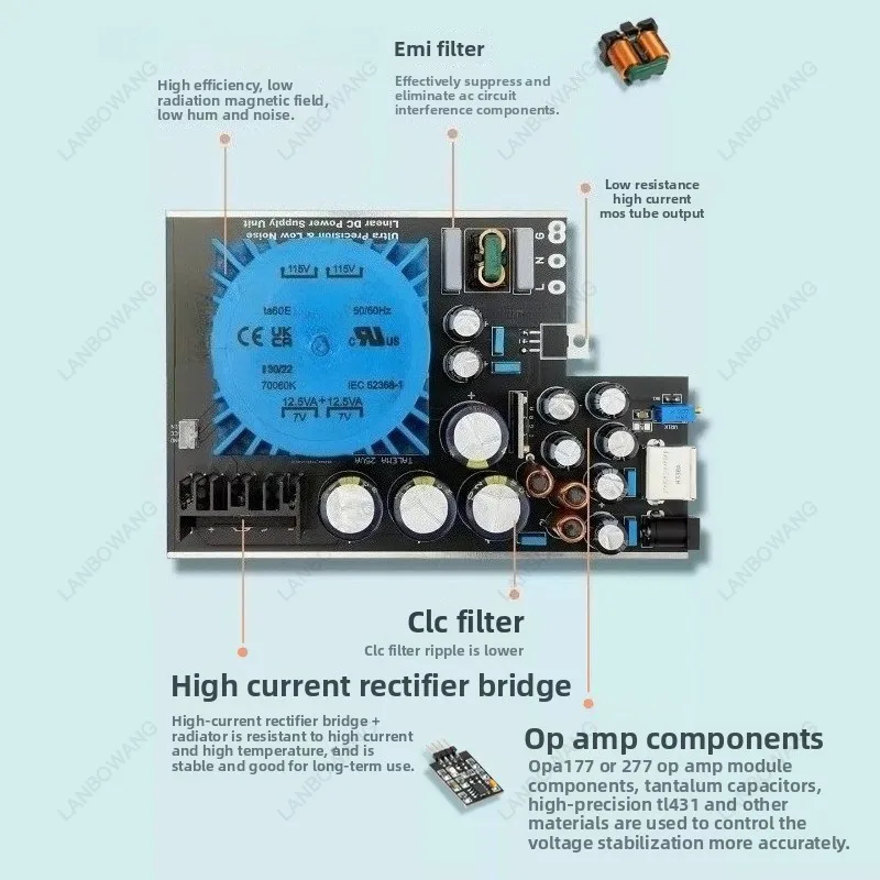 New 25W LPS DC Ultra-Low Noise Linear Regulated Power Supply, Output DC5V 9V 12V 15V 18V for Audio and Lab Equipment