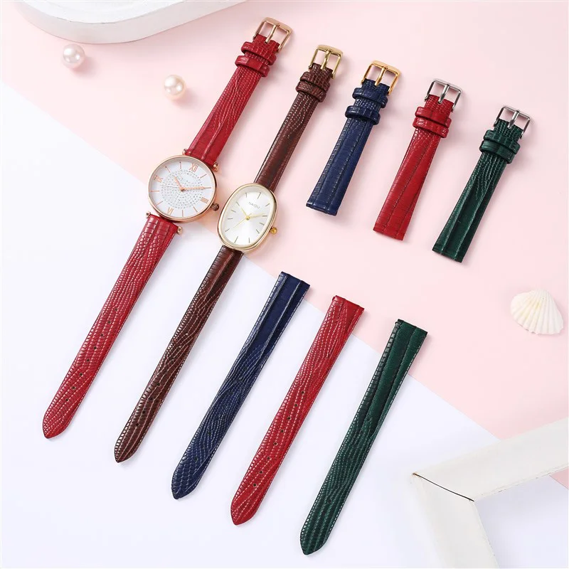 *New style* Slim Genuine Watch Leather Strap Lizard grain For Women Watch band 8mm 10mm 12mm 14mm 16mm*leather watch strap *