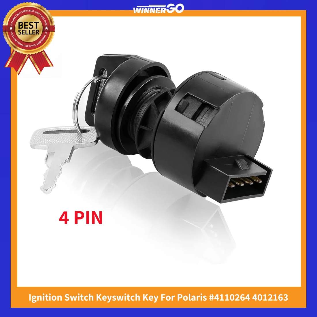 

4 Pin Ignition Key Switch Compatible with Polaris Sportsman 700 600 500 400 335 Magnum 325 Ranger 425 Xpedition 4110264 4012163