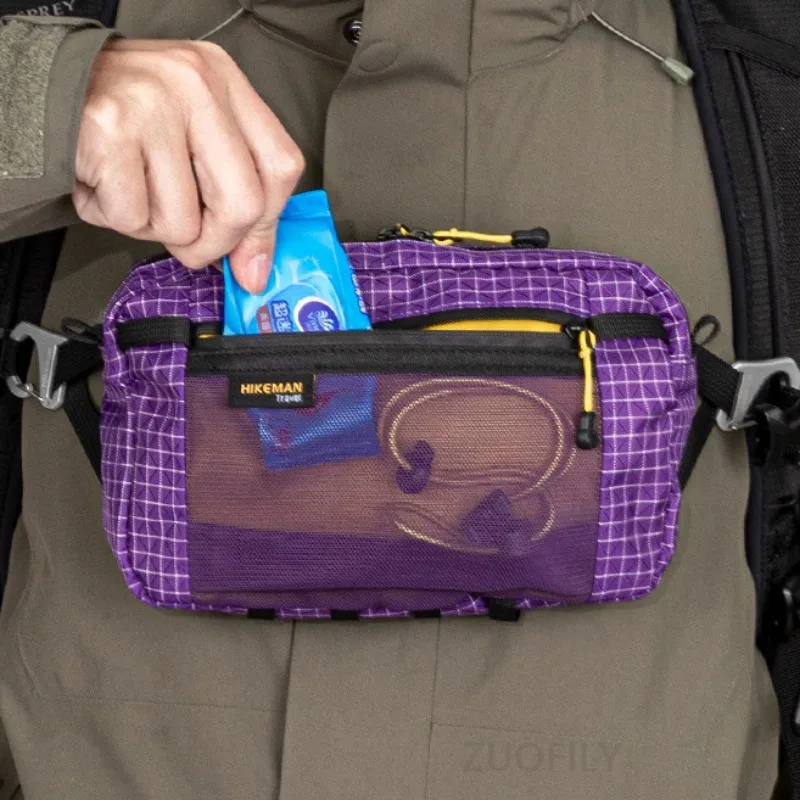 حزمة خصر من الألياف المطورة 1.1 لتر مقاومة للماء وخفيفة الوزن ومتعددة الجيب لركوب الدراجات والجري والمشي لمسافات طويلة والتخييم وإكسسوارات الرياضة الخارجية