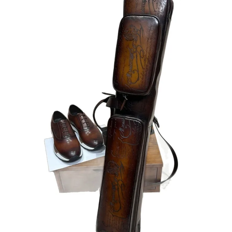 Leather 7-hole club bag 9-ball big head stick small head stick portable storage soft bag