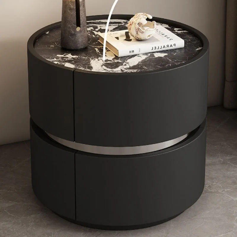 Mesita de Noche Móvil de Madera, Gabinetes de Café para Dormitorio, Librero con Cajones, Mesita de Noche de Lujo con Almacenamiento, Mesa de Noche Moderna, Muebles para el Hogar