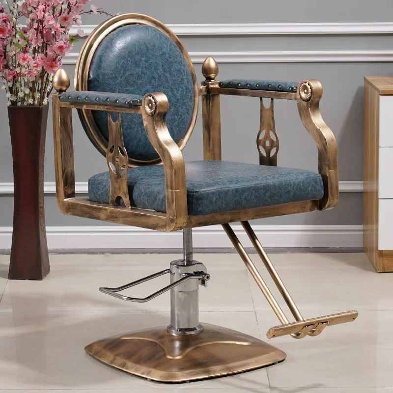 Professional Vintage Barber Chair Aesthetic Armchair Metal Barber Chairs Hairdressing Sillon Barbero Peluqueria Salon Furniture