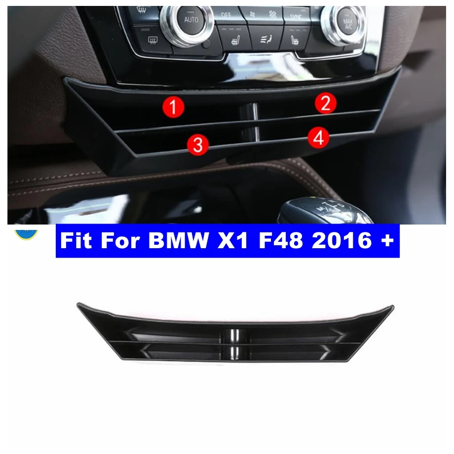 

Plastic Car Central Storage Box Console Tray Container Multi-function Decor Cover For BMW X1 F48 2016 - 2021 Black Accessories