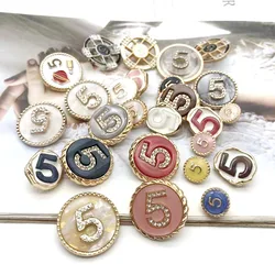 10pcs female five number round Metal Luxury Sewing Button For Clothing Coat Accessory Handmade DIY Material Decoration