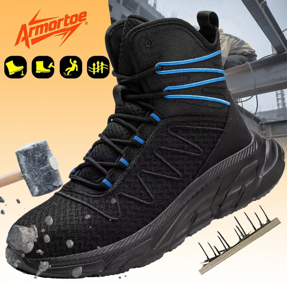 

ArmorToe Steel Head Anti-smash Anti-stabbing High-top Work Shoes Safety Shoes Comfortable Breathable Non-slip #Armor2709