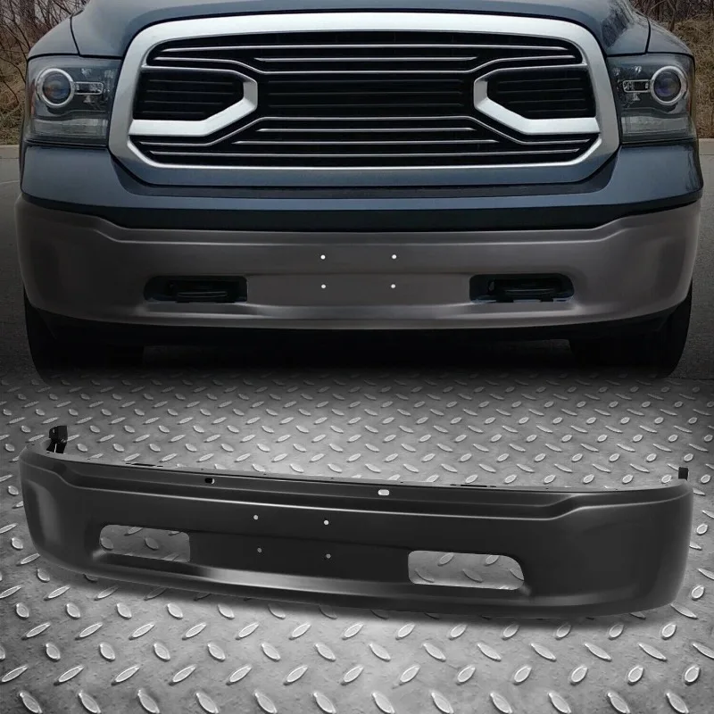 

US For 14-24 Ram 1500 Black Front Bumper Face Bar w/o Fog Light & Sensor Holes