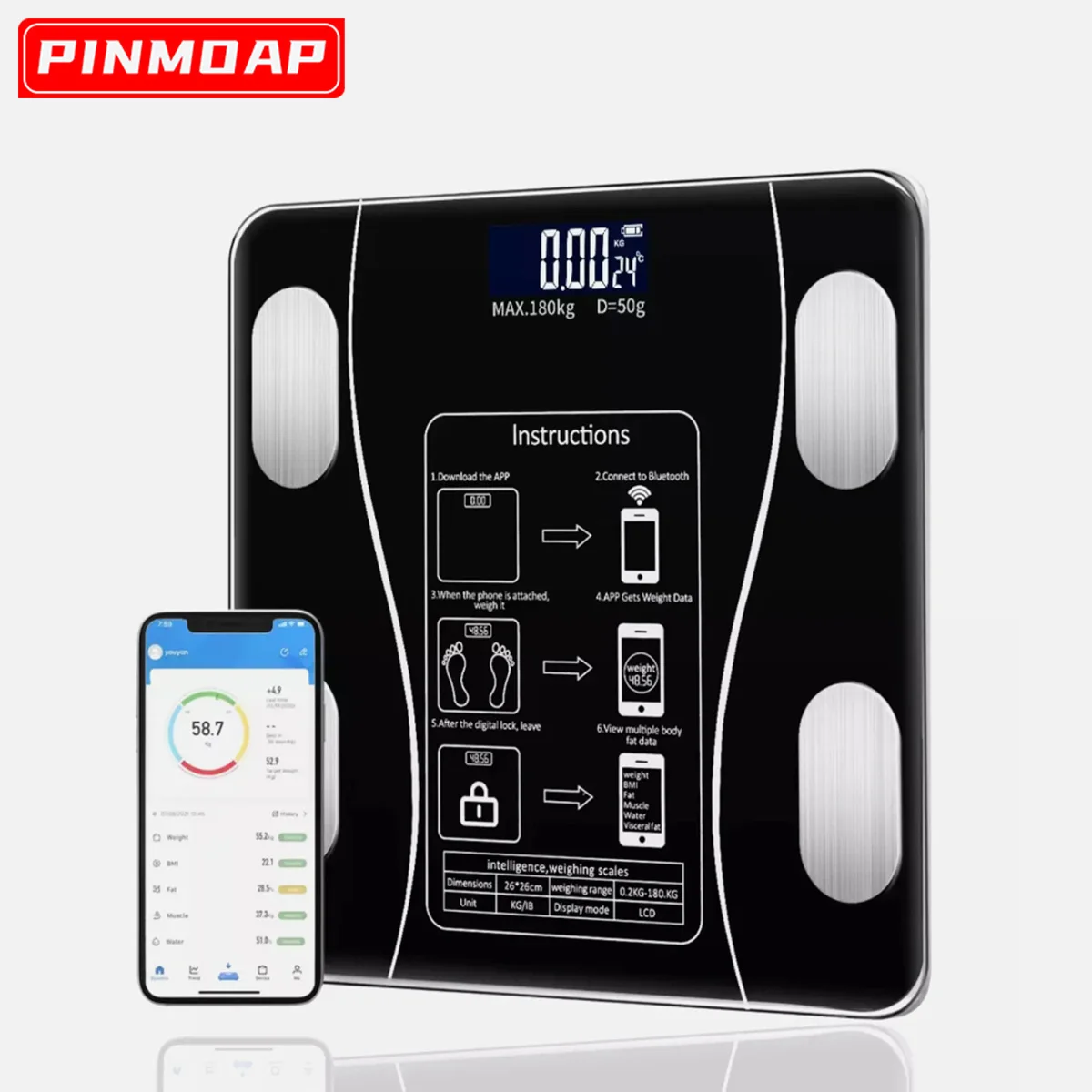 Smart Electronic Scale Health Electronic Scale, Wireless Digital Bluetooth Electronic Weight Scale With Smartphone Application