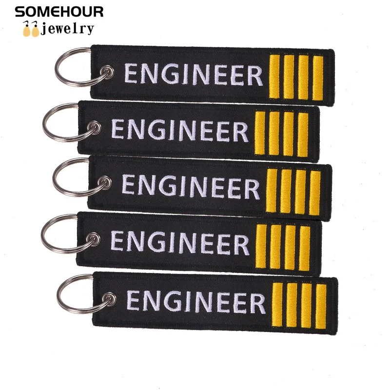 SOMEHOUR Novelty Embroidery Aviation Keychain Engineer Keyholder Ring Fit Motorcycles Cars Key Tag Bags Fobs For Men Women Gifts