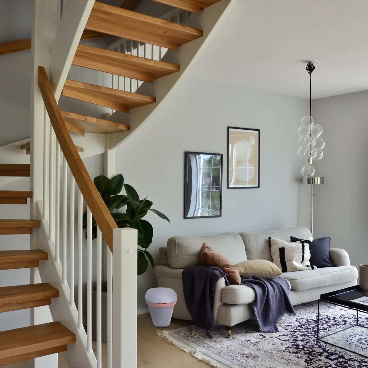 

1Pcs Push-Button Garbage Can Silent Lid Easy Open Close No Odor Stylish Living Room Kitchen Size L -Button Trash Can