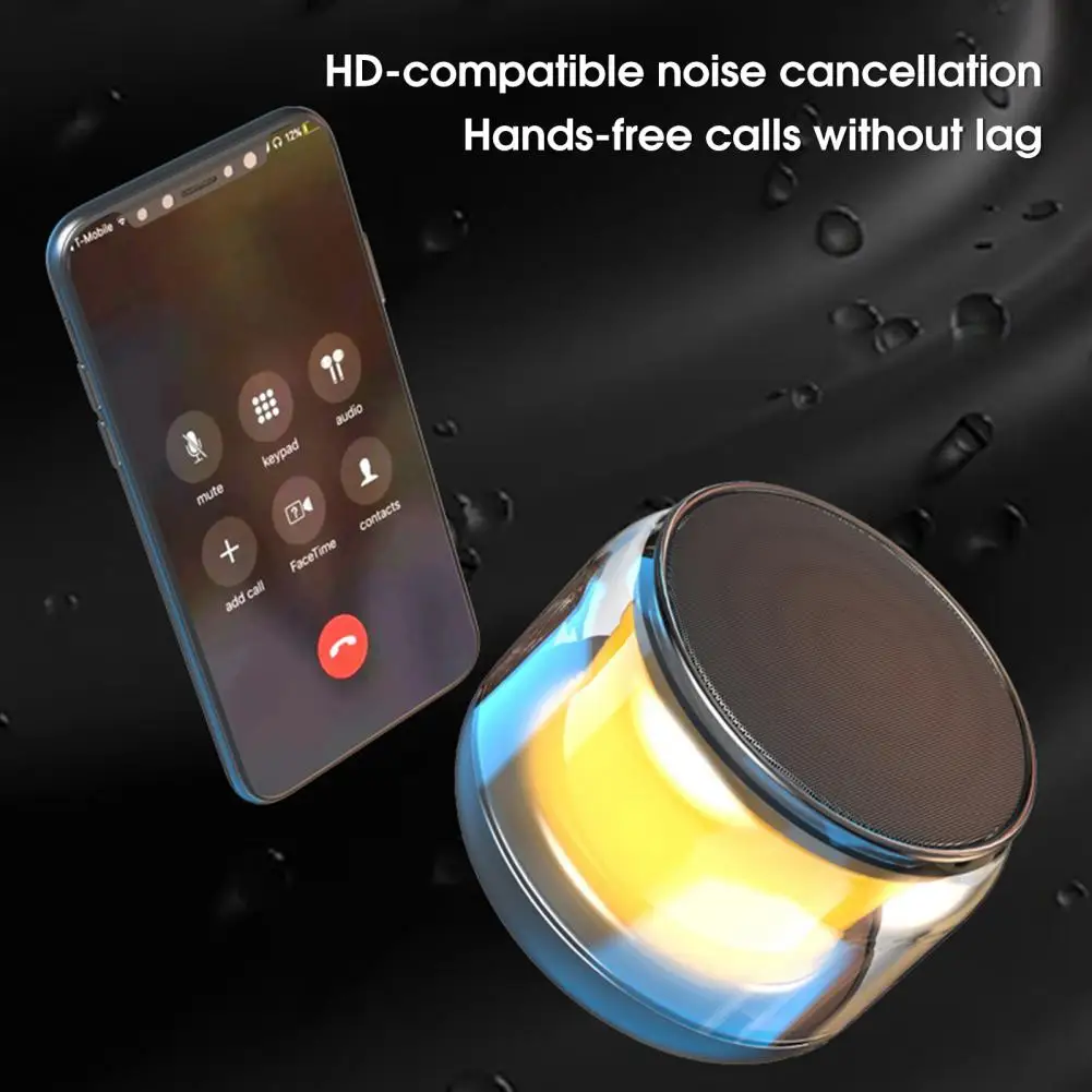 Bluetooth-compatible Speaker Portable Surround Sound LED RGB Lighting Outdoor HiFi Stereo Wireless Subwoofer for Home Desktop