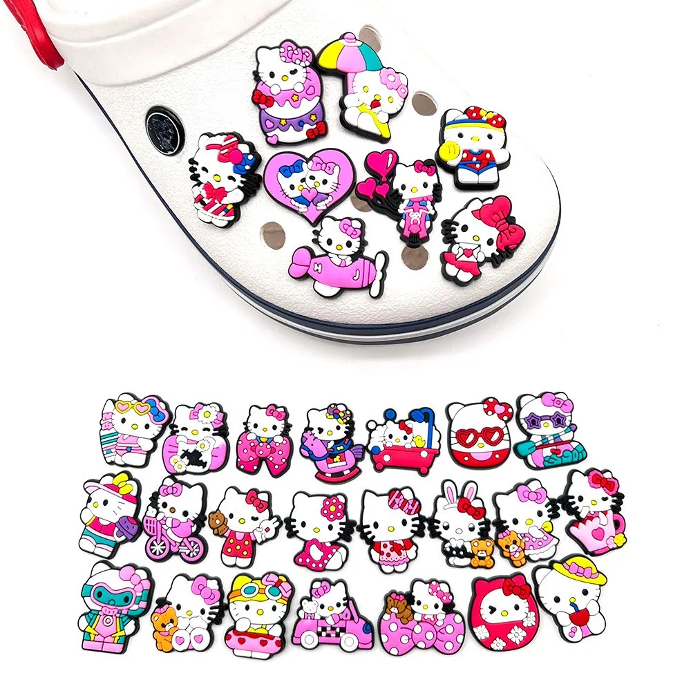MINISO Cartoon big face cat Hello Kitty Clogs Charms DIY 3D stere Shoe Flower Decorative Buckles Detachable Shoe Decorations