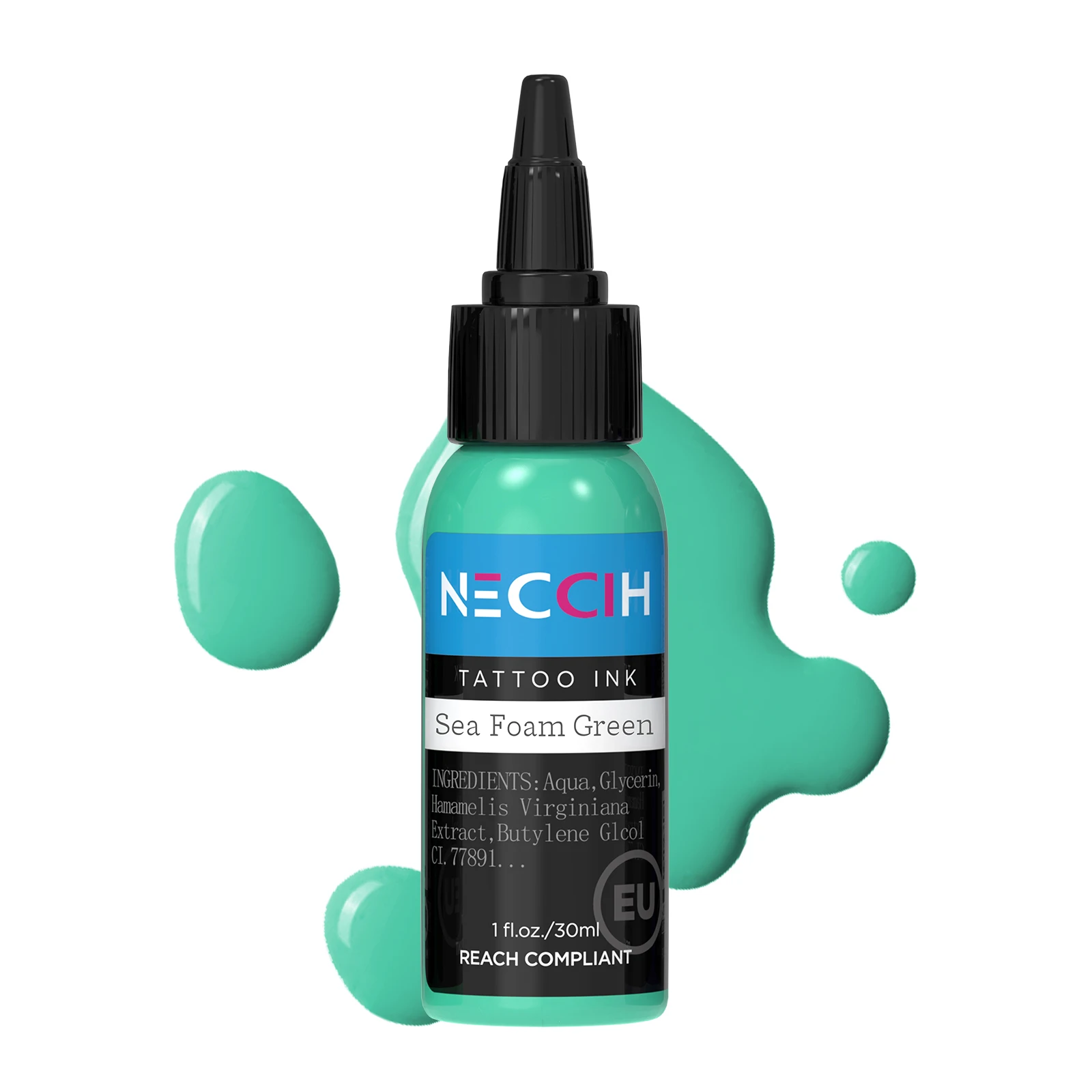 Tattoo Ink Set 5 Bottles (1 oz Each) Candy Color Ink Set Includes: Rose Pink, Pink,Lavender,Sea Foam Green,  Aquamarine Color