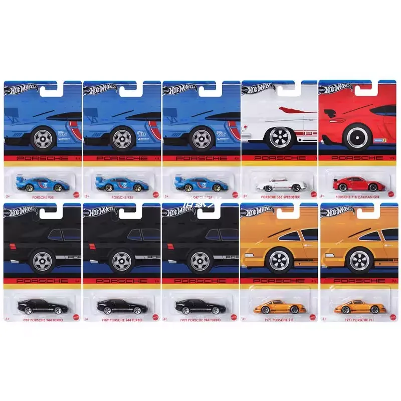 Originele Hot Wheels Auto Porsche Serie Speelgoed Voor Jongen 1/64 Diecast Voiture Porsche 911 935 718 Cayman Gt4 944 Turbo Verjaardagscadeau