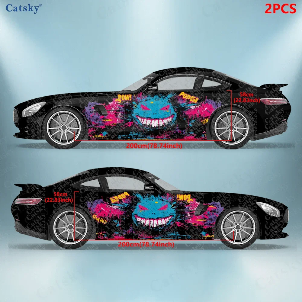 2pcs BOW Devil Car Side Decals | Self-Adhesive PVC Waterproof & Scratch-Resistant Stickers, Universal Car Accessory Gift