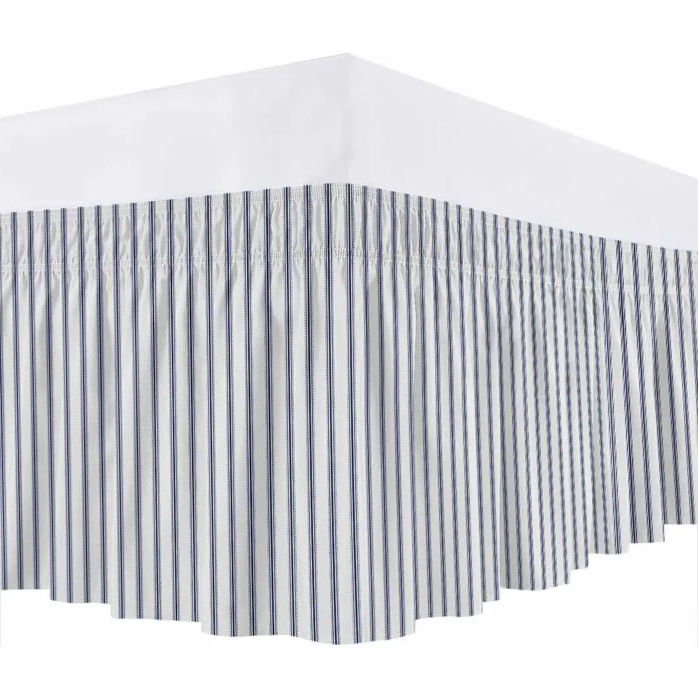 

Наматрасник-юбка синий в полоску, 18 дюймов, эластичный, облегающий, для кроватей размера Cal King или Dust Rule