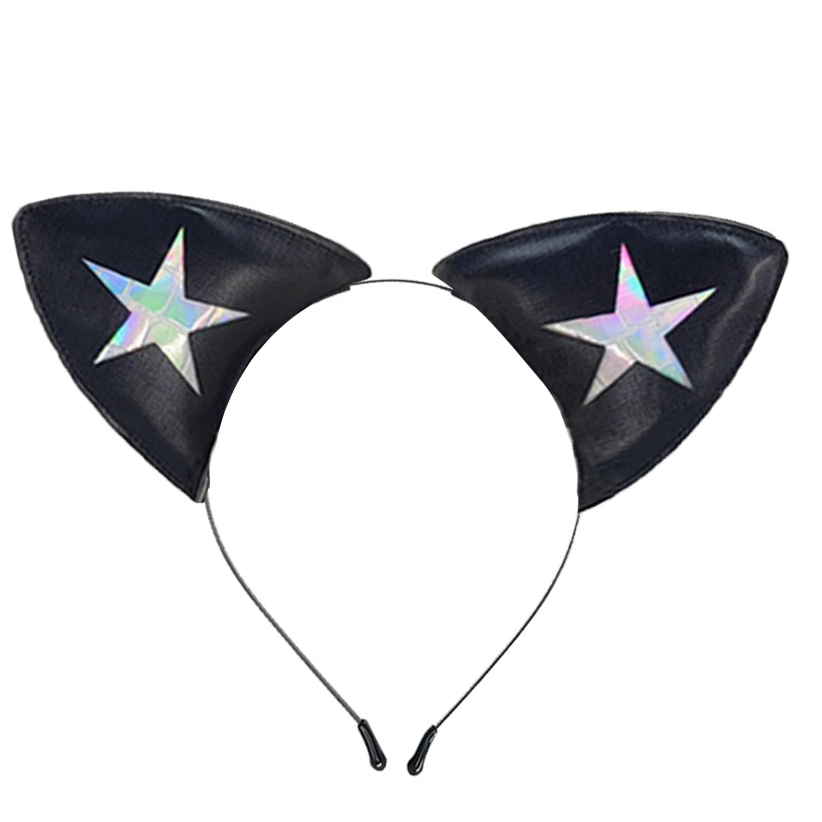 

1Pc Women Punk Stylish Pu Leather Cat Ear Shaped Headband Headwear Costume Accessory Party Supply for Halloween Cosplay