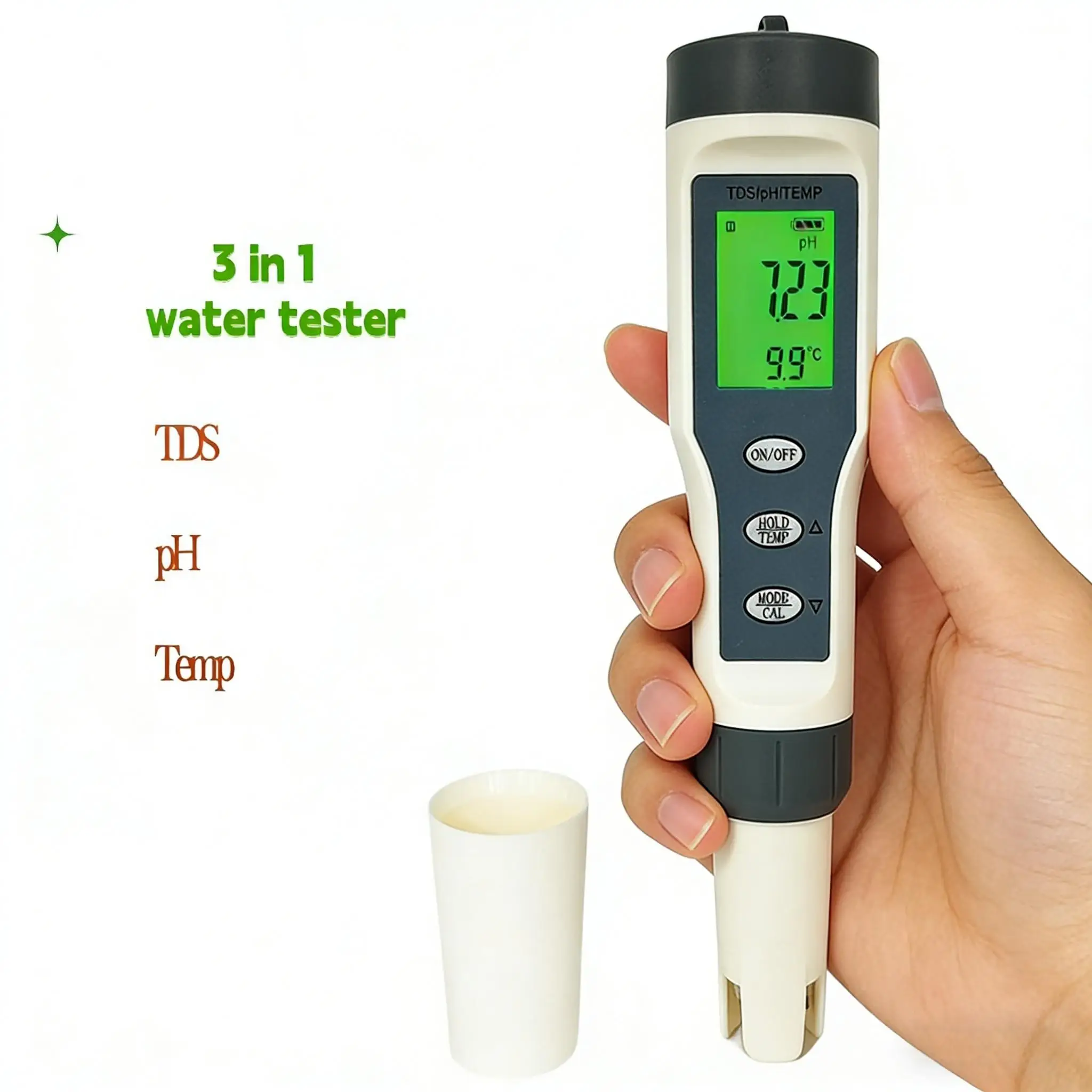 

High Accuracy Pocket Pen Water Quality Tester ATC 3 in 1 Digital Temp TDS pH Meter
