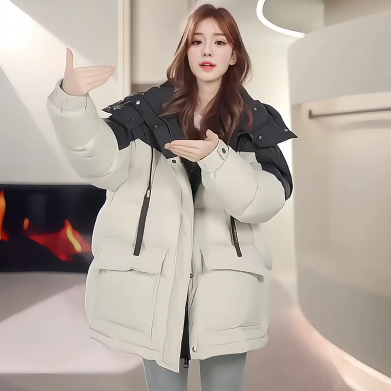 Parkas Women Coats Hooded Zipper Jackets Mid Length Coat Thick Warm Y2k Streetwear Elegant Jacket Work Autumn Winter 2026