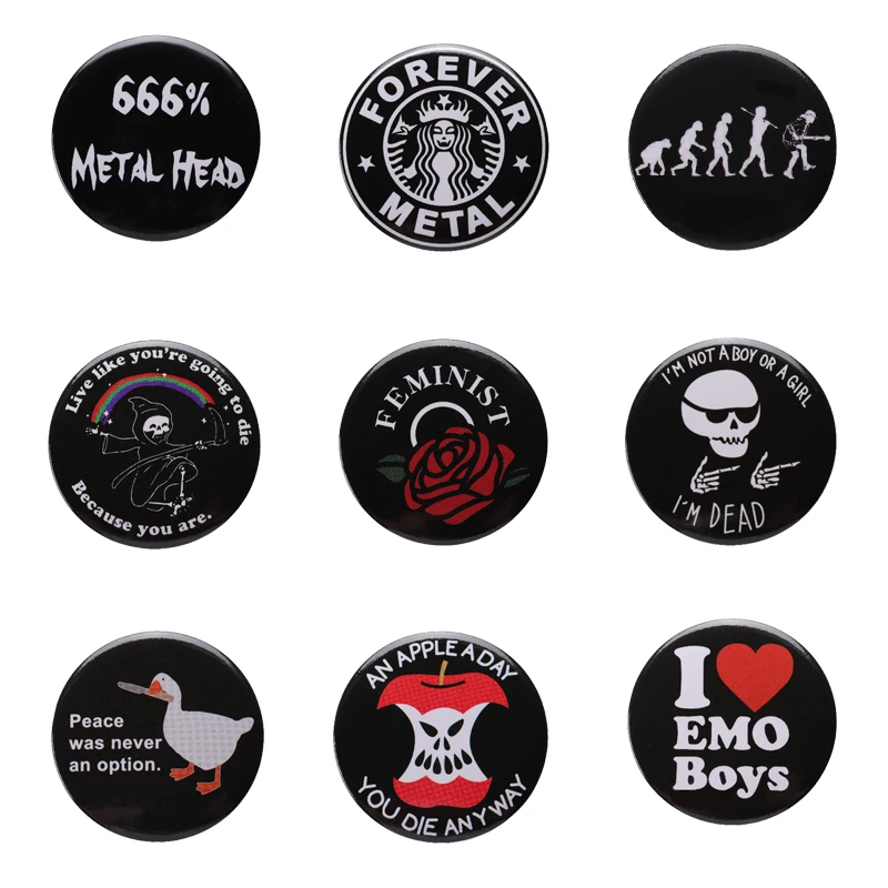 Tinplate Soft Button Pin Cute Cartoon Skeleton Death God Pin Punk Style Badge For Clothes backpack  Jewelry Accessories Pin Gift