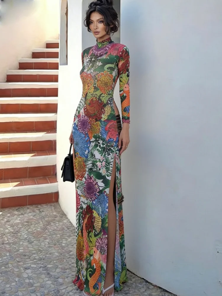 

Футболки Whatiwear: весенний тренд, женские, с разрезом по низу, яркий цветочный принт, круглый вырез, длинный рукав, завышенная талия, элегантный уличный стиль