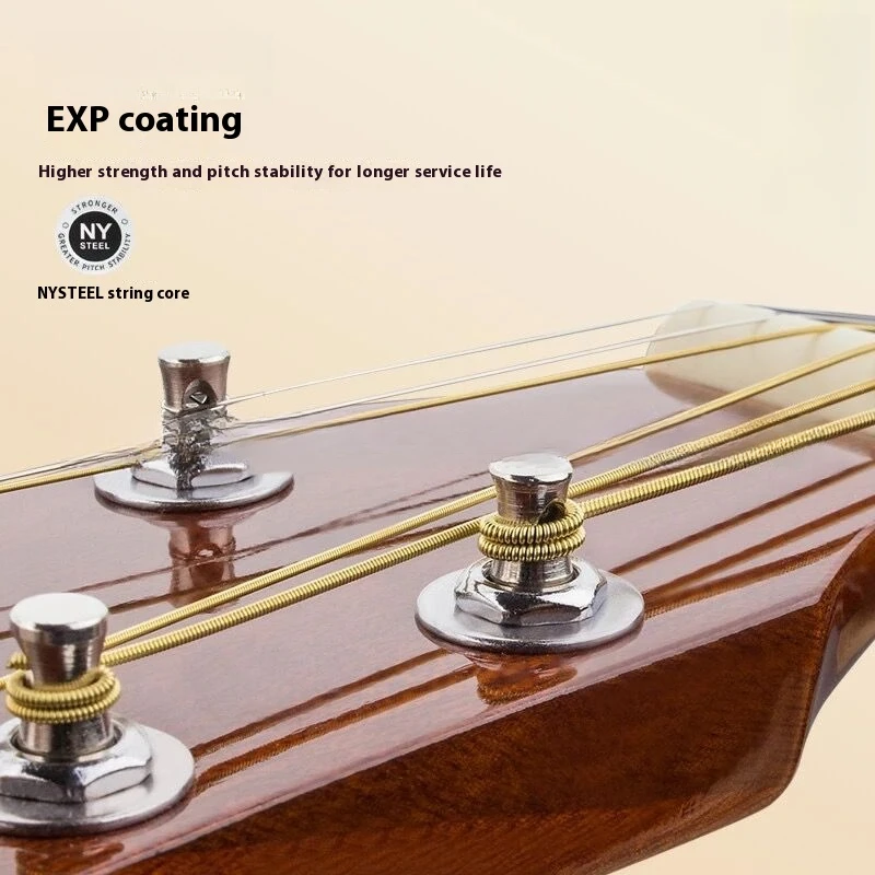 EXP26 11-52 Coated Phosphor Bronze Acoustic Guitar Strings Light 4x Longer Life With NY Steel For Strength And Pitch Stability