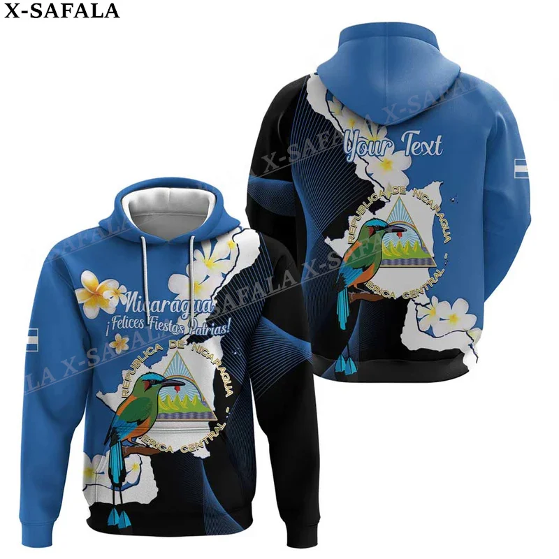 Nicaragua Coat Of Arms Flag 3D Print Zipper Hoodie For Men Pullover Sweatshirt Hooded Jersey Tracksuit Outwear Coat Casual-1