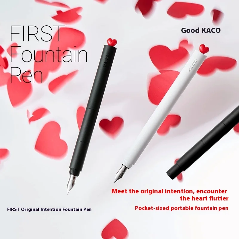 KACO Cute FIRST Fountain Pen EF Tip Rotating Pen Cap Creative Stationery Calligraphy Practise Pen Portable Replaceable Ink Sac