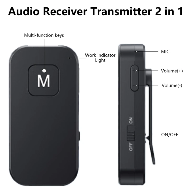 Bluetooth-compatible Transmitter Receiver 2 in 1 5.2 Bluetooth-compatible Aux Adapter Portable Adapter for MP3 Player 41QA