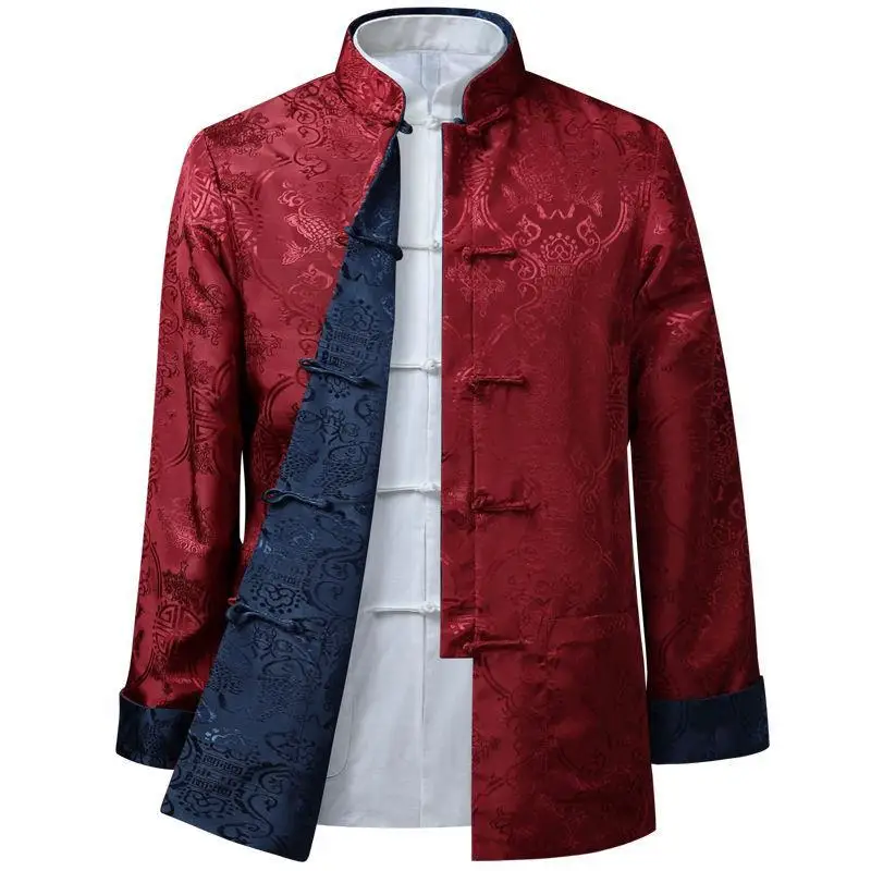 

China New Year Men Chinese Dragon Tang Top Coat Dragon Shirt Kung Fu Coats Tang Suit Traditional Chinese Clothing For Men Jacket