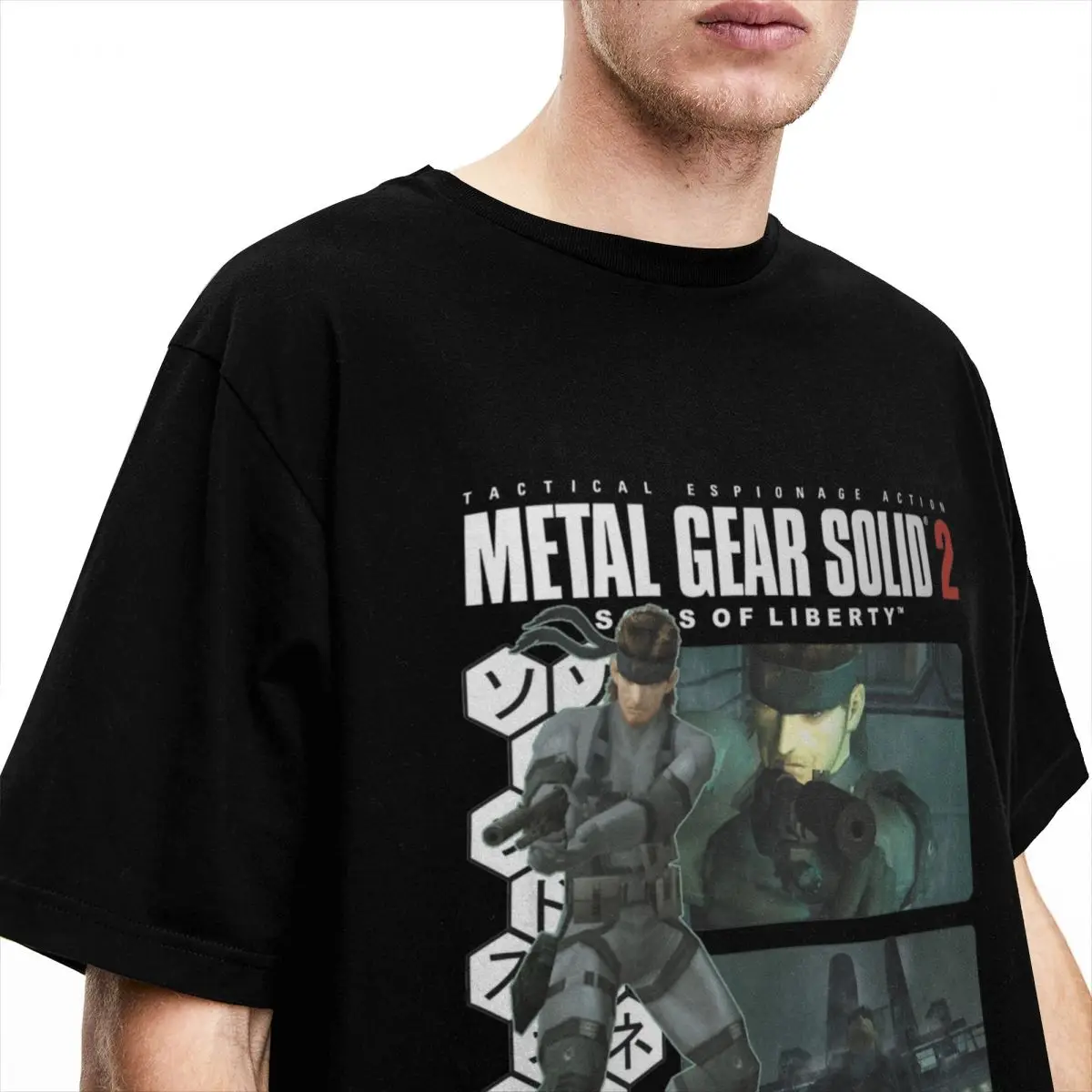 Solidny wąż Metal Gear solidne 2 T shirty męskie damskie 100% bawełna Vintage crewsneck MGS2 Tee Shirt odzież z krótkim rękawem pomysł na prezent